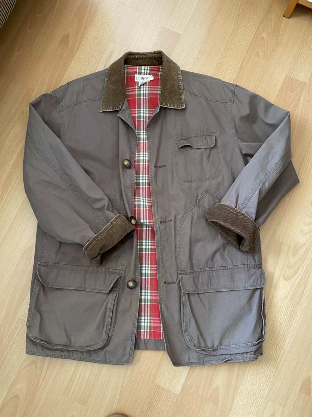 J. Crew Taupe Brown Field Jacket with Corduroy Collar and Cuffs Men’s Size S